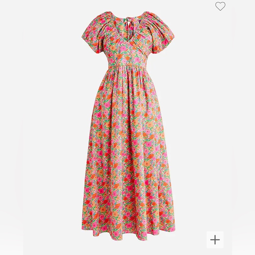 J Crew bow-back puff-sleeve Maxi dress in Liberty® Meadow Song - Size 12